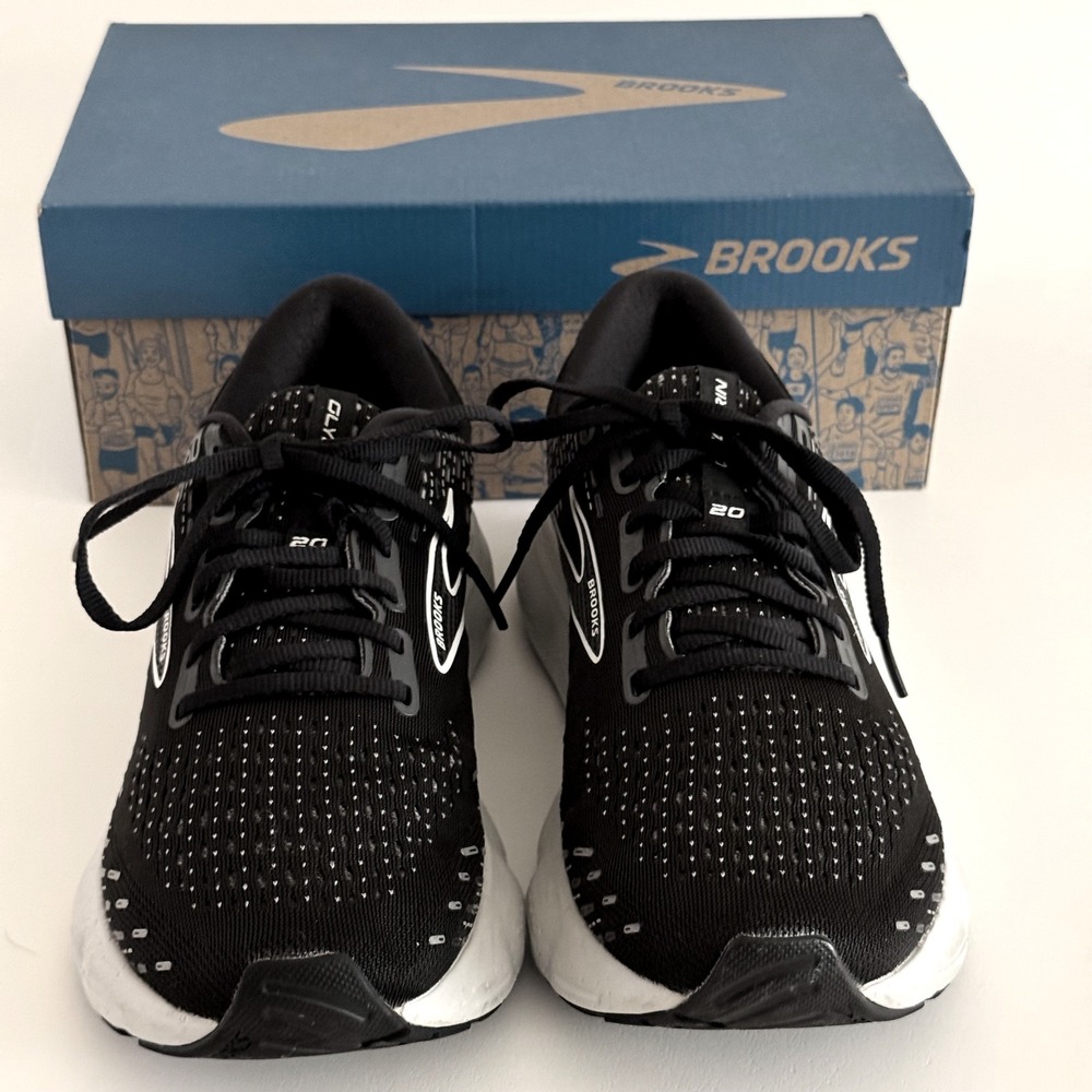 Brooks Glycerin 20 Women's 9.5 B Running Shoes Black White Alloy 1203691B059